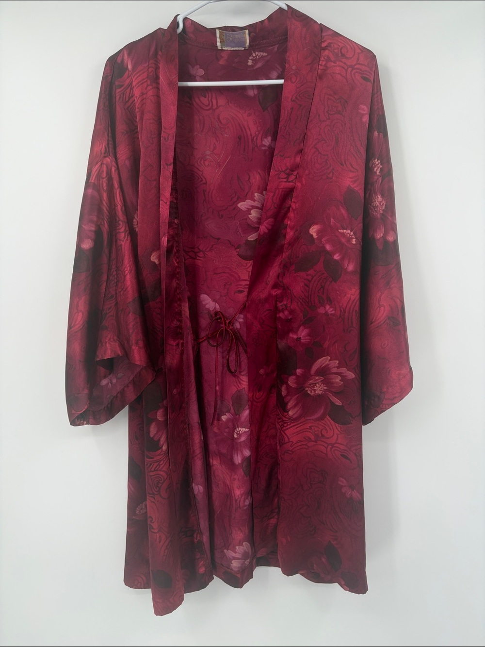 Vintage California Dynasty Red Floral Print Robe